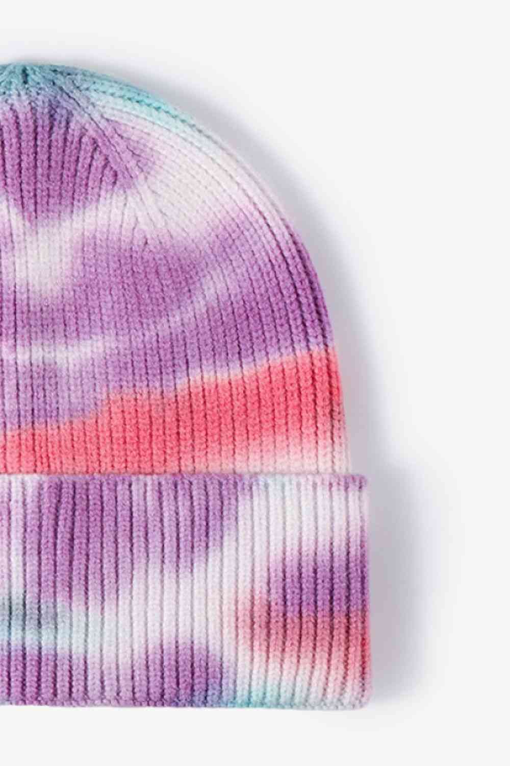 Bonnet en tricot à revers tie-dye