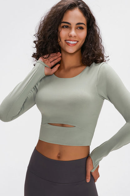 Long Sleeve Cropped Top With Sports Strap