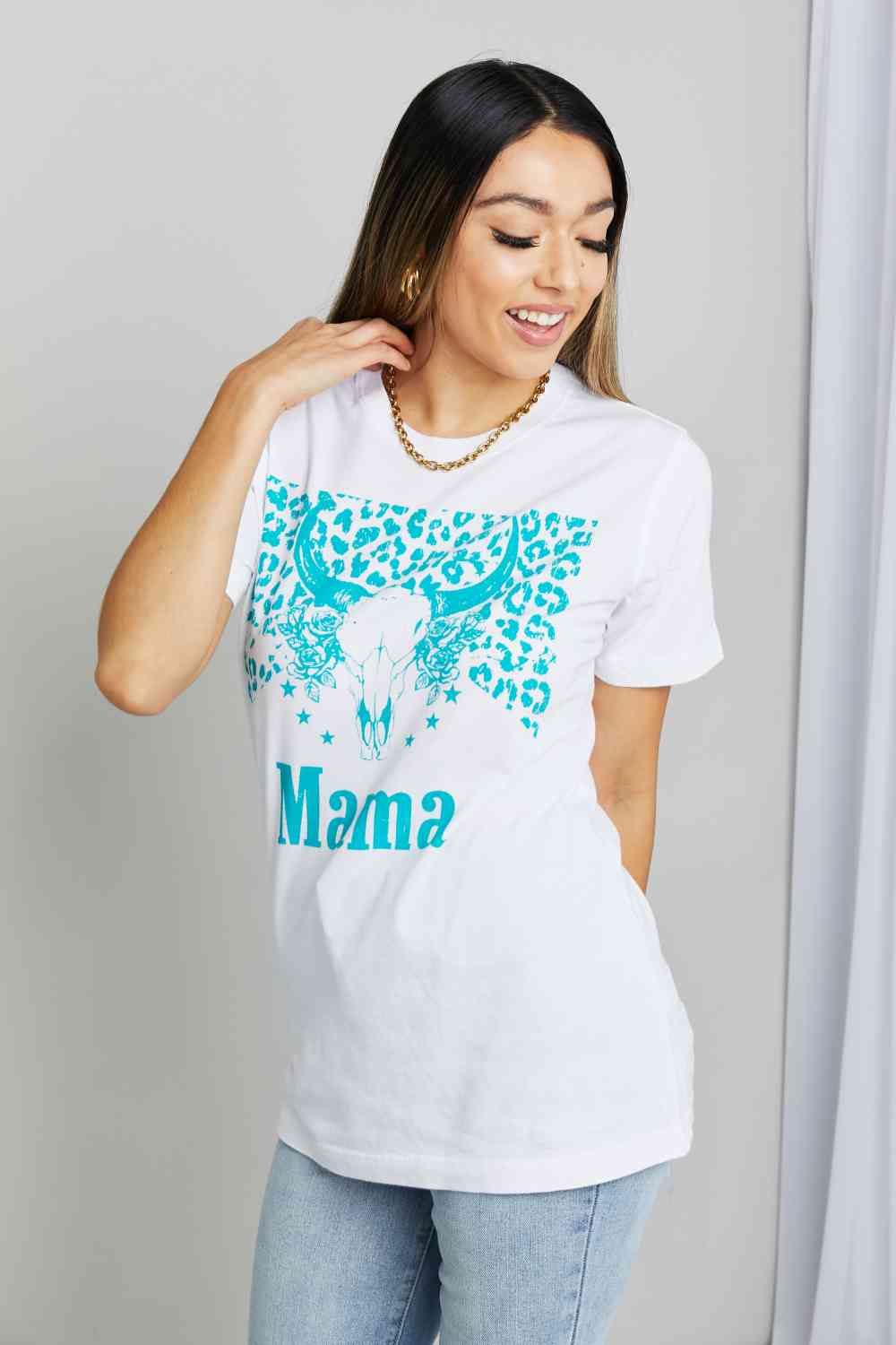 mineB Full Size MAMA Animal Graphic Tee Shirt