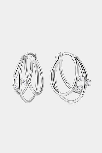 Boucles d'oreilles superposées en argent sterling 925 Moissanite