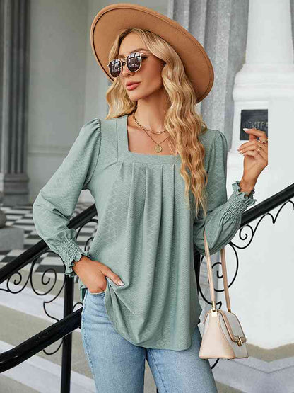 Square Neck Puff Sleeve Blouse