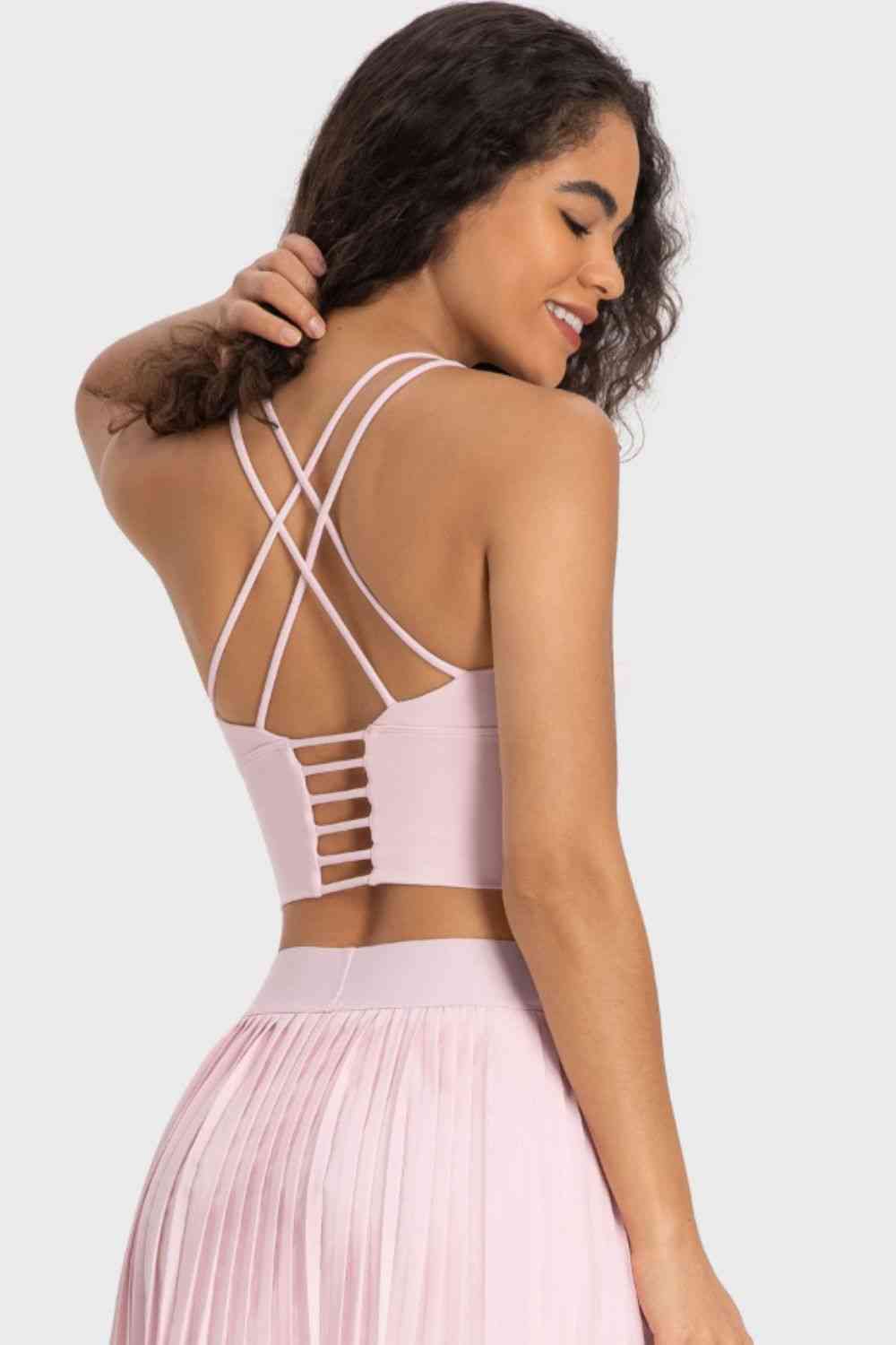 Soutien-gorge de sport à détail d'échelle dans le dos croisé