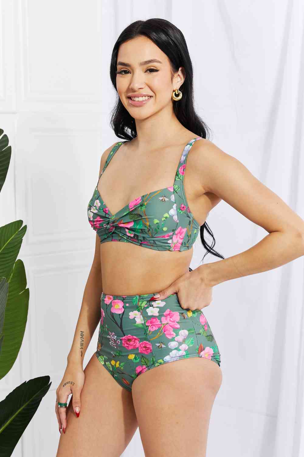 Marina West Swim Take A Dip - Bikini taille haute torsadé en sauge