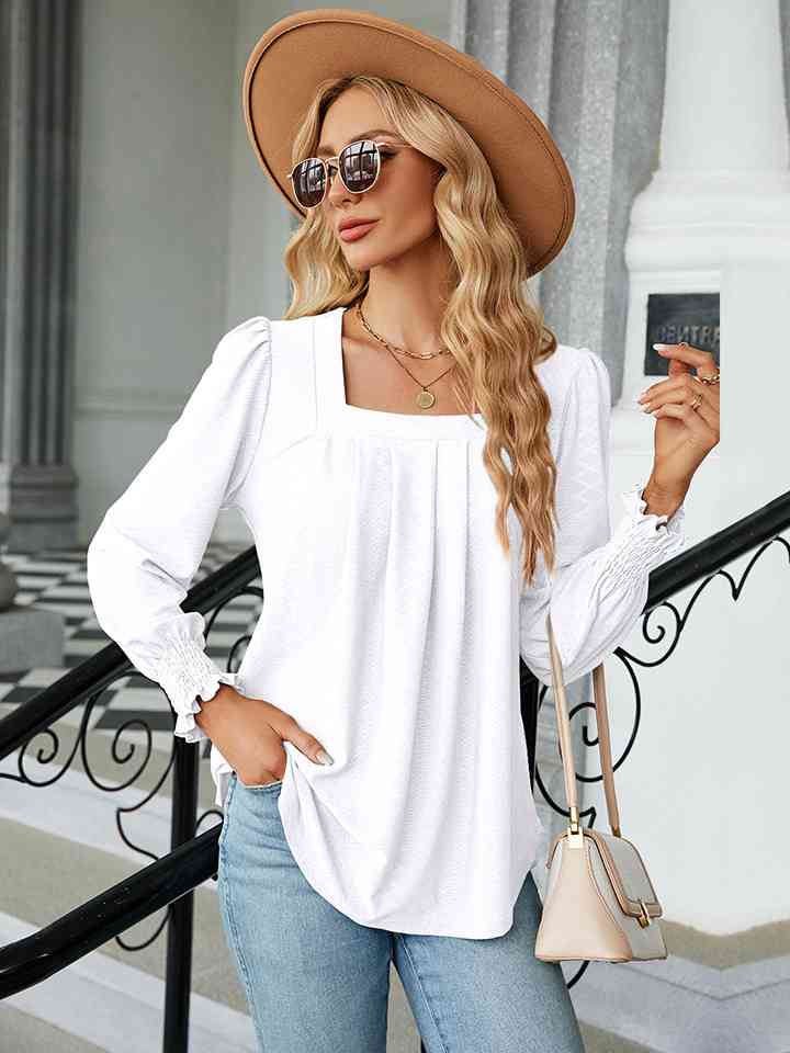 Square Neck Puff Sleeve Blouse