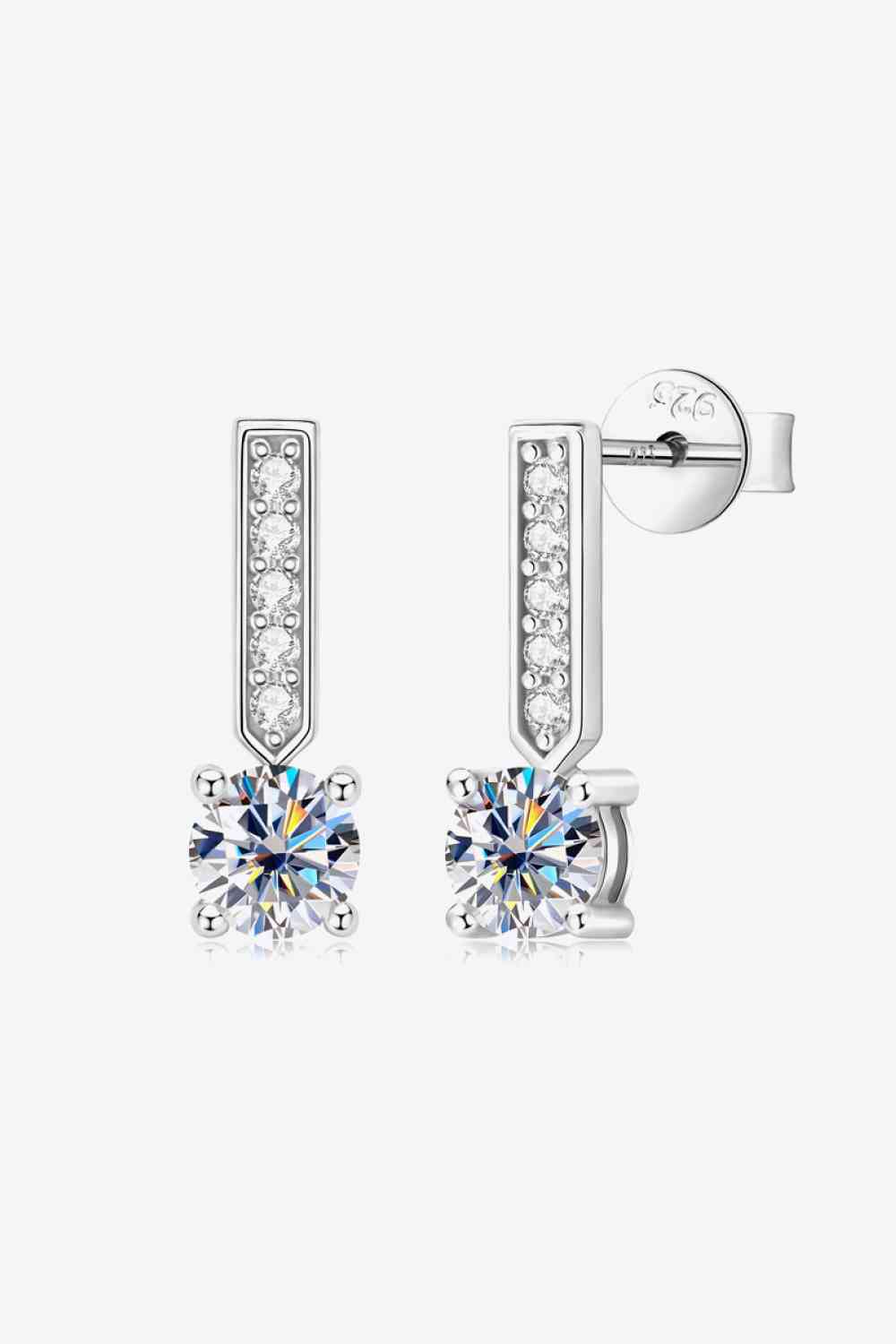 Boucles d'oreilles pendantes en argent sterling 925 moissanite et zircon