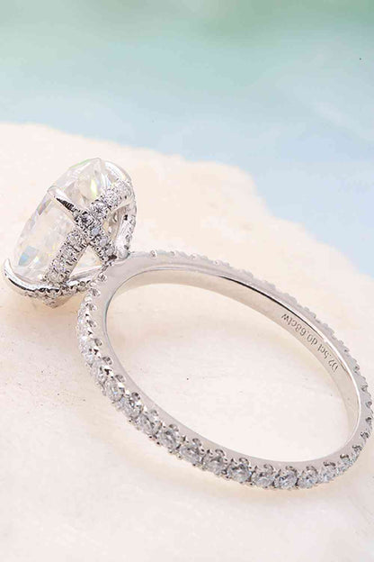 Bague à 4 griffes en moissanite en or blanc 14 carats 2,5 carats