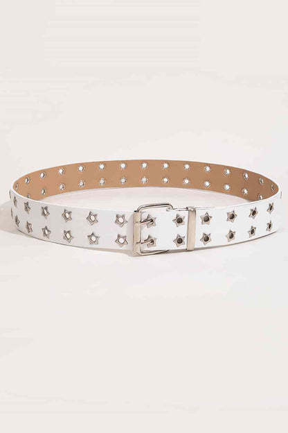 Ceinture en cuir PU à œillets étoiles à double rangée