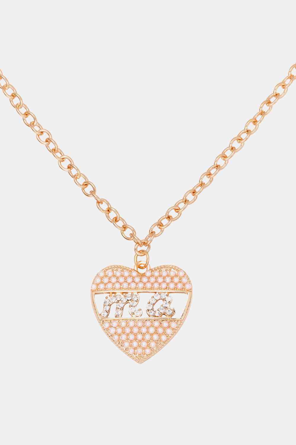 Collier pendentif en strass MA en forme de coeur