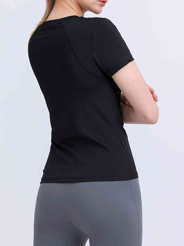 Round Neck Short Sleeve Active Top