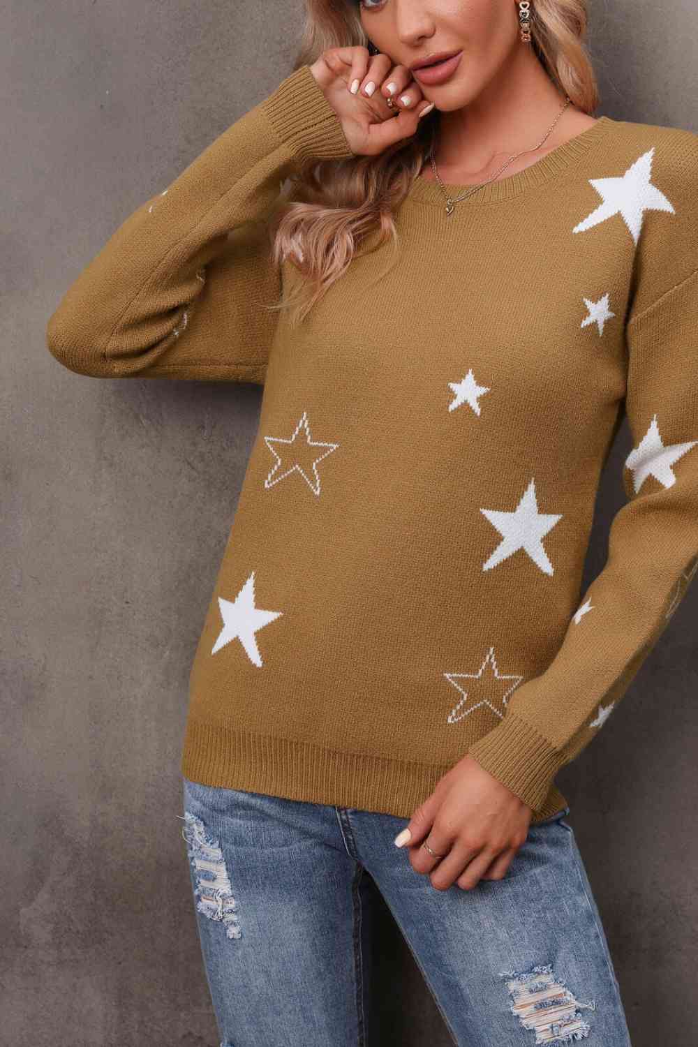 Jersey con cuello redondo y estrellas