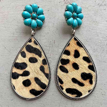 Boucles d'oreilles en forme de goutte de fleur turquoise