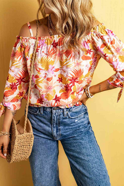 Blusa estampada con hombros descubiertos