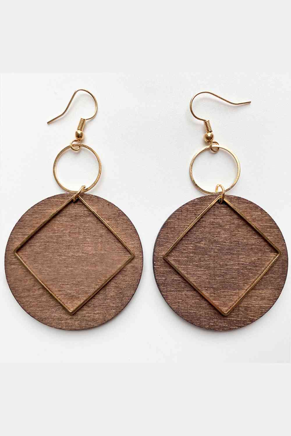 Boucles d'oreilles pendantes en bois de forme géométrique