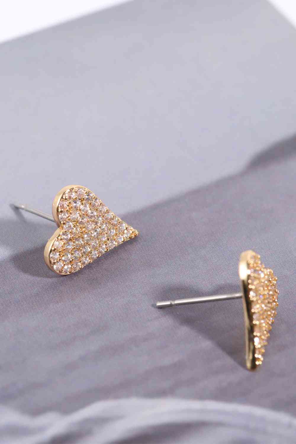 Boucles d'oreilles pendantes créoles en forme de cœur à décor de zircon