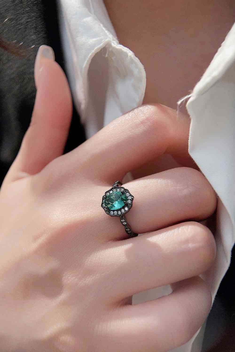 Bague à 4 griffes en argent sterling 925 et zircon bleu Paraiba