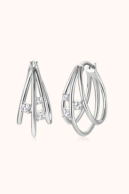 Boucles d'oreilles superposées en argent sterling 925 Moissanite