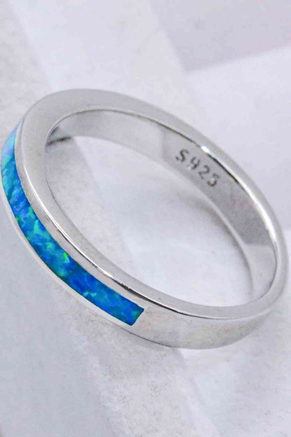 Bague opale en argent sterling 925 en bleu ciel