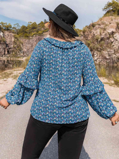 Blouse à Volants et Col Noué de Grande Taille