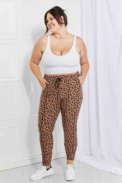 Leggings Depot - Pantalon de jogging à imprimé léopard à pois Downtown pleine taille