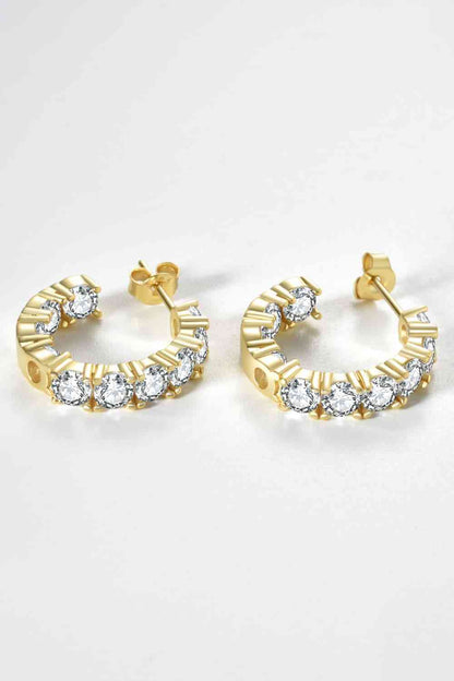 Inlaid Zircon C-Hoop Earrings