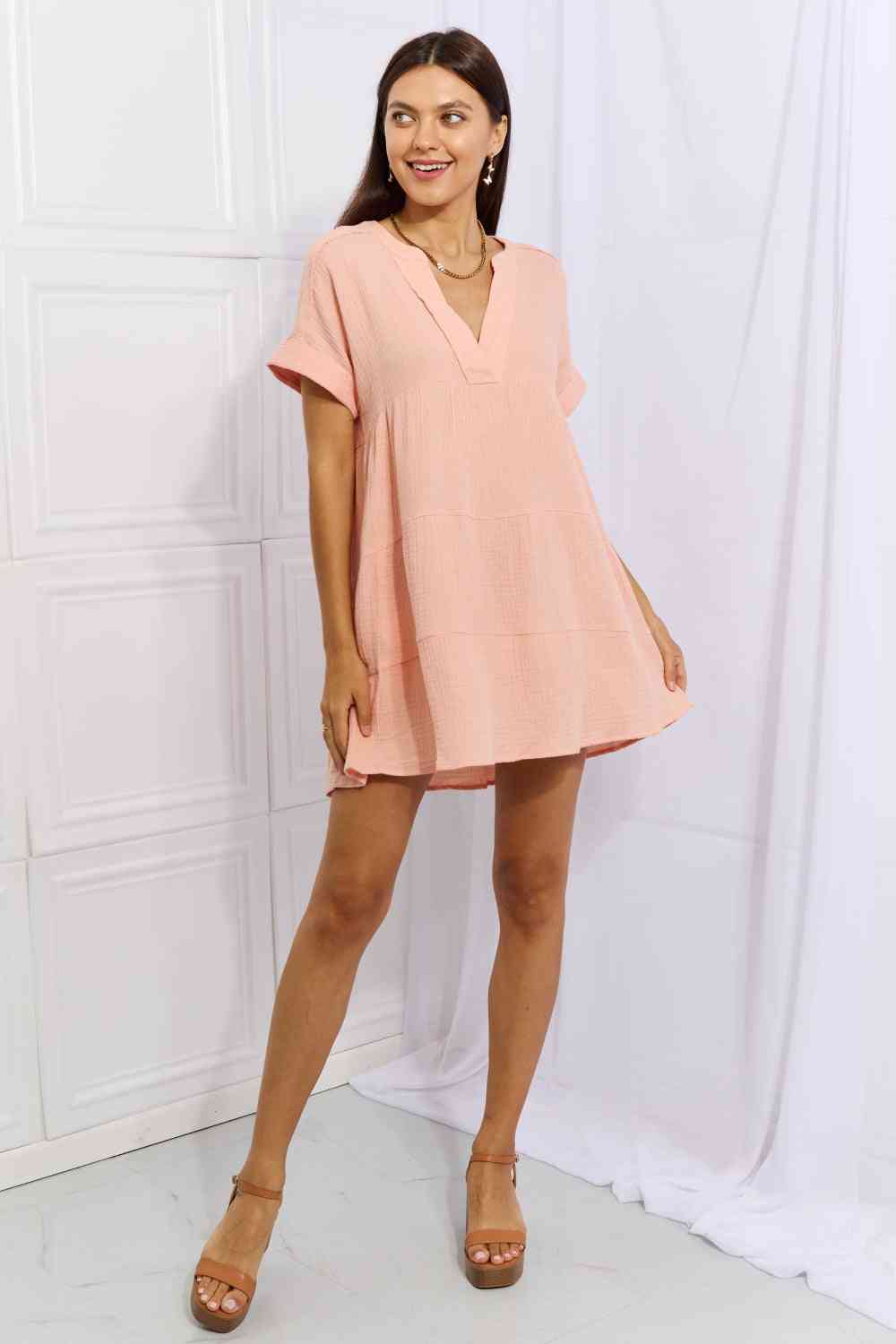 HEYSON Easy Going Mini-robe à volants en gaze pleine taille