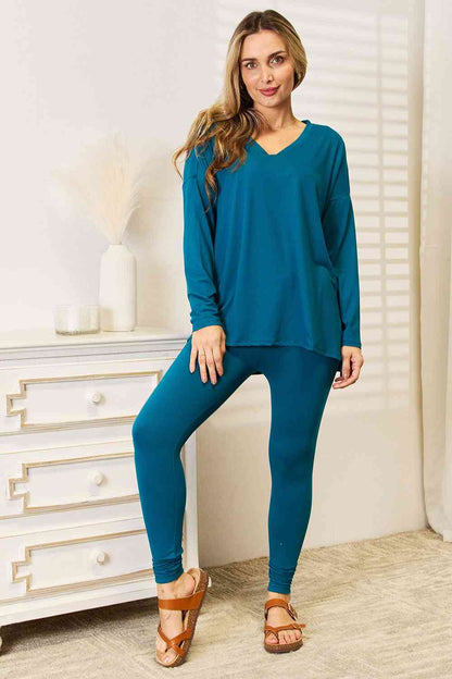 Zenana Lazy Days Ensemble haut à manches longues et leggings pleine taille