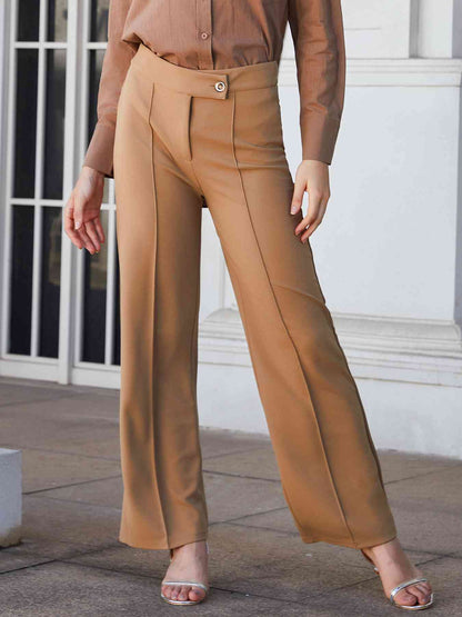 Pantalon droit à couture centrale double prise