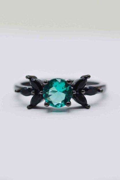 Bague feuille de zircon bleu Paraiba