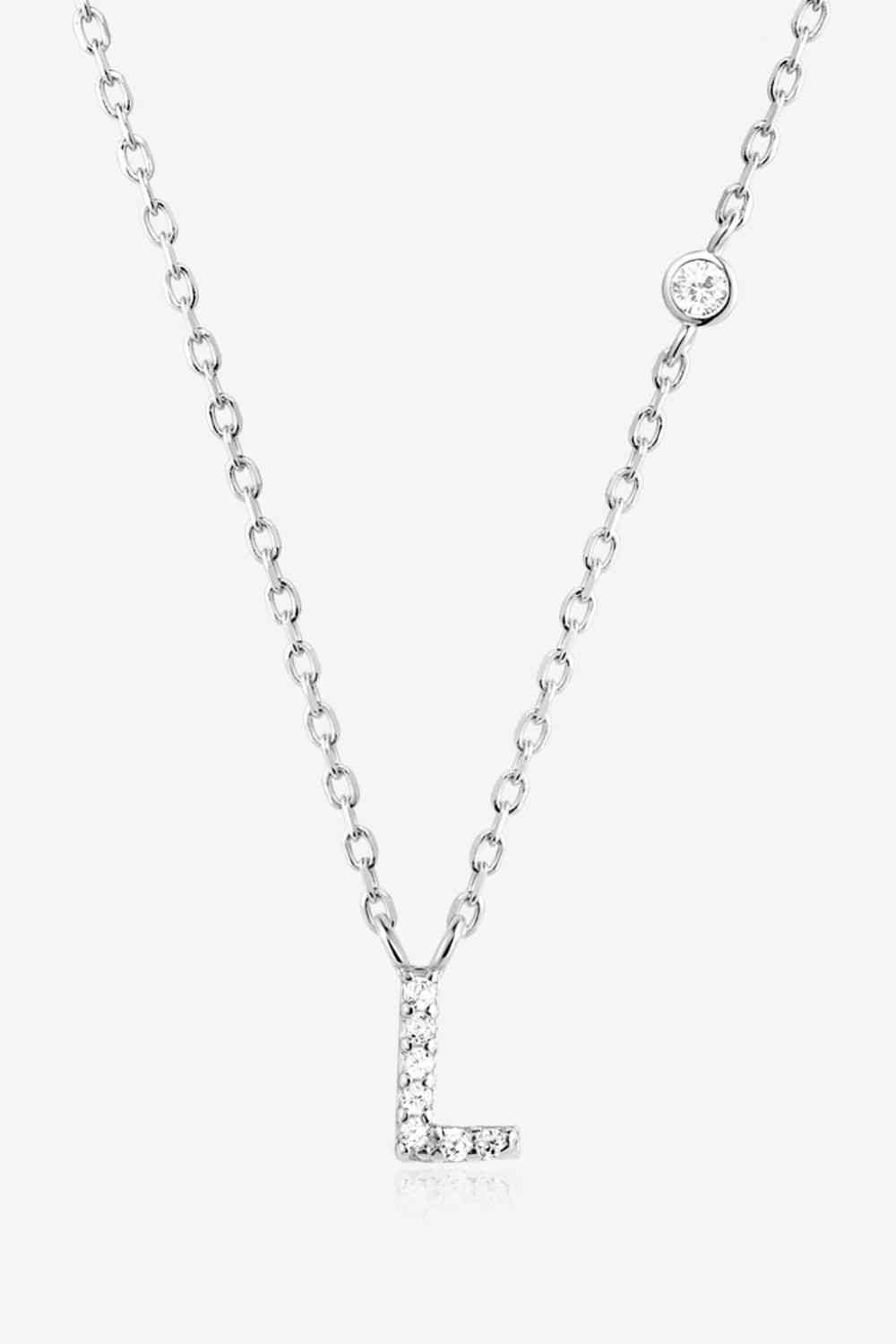 Collier en argent sterling 925 avec zircon L à P