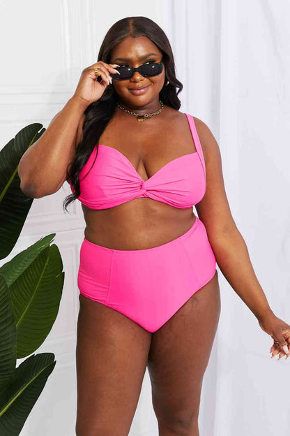 Marina West Swim - Take A Dip - Bikini torsadé taille haute en rose