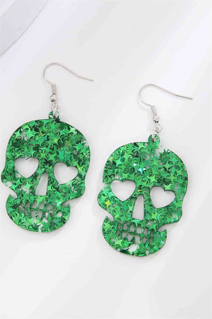 Boucles d'oreilles pendantes en acrylique avec tête de mort