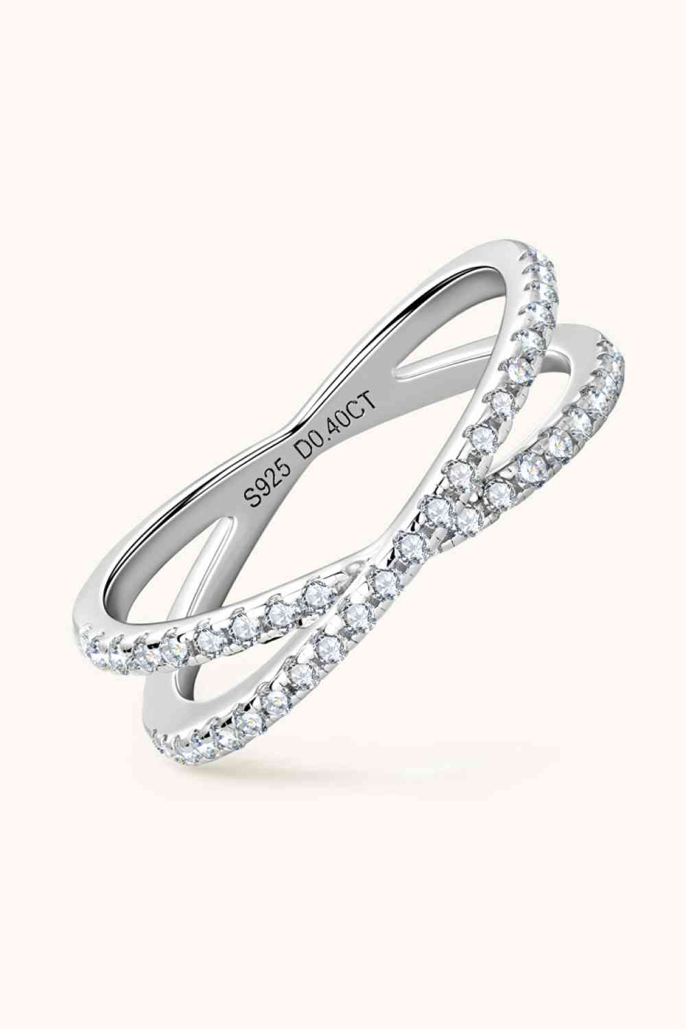 Moissanite 925 Sterling Silver Crisscross Ring