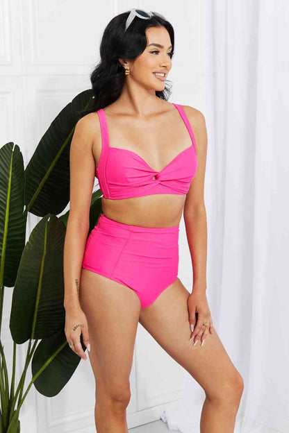 Marina West Swim - Take A Dip - Bikini torsadé taille haute en rose