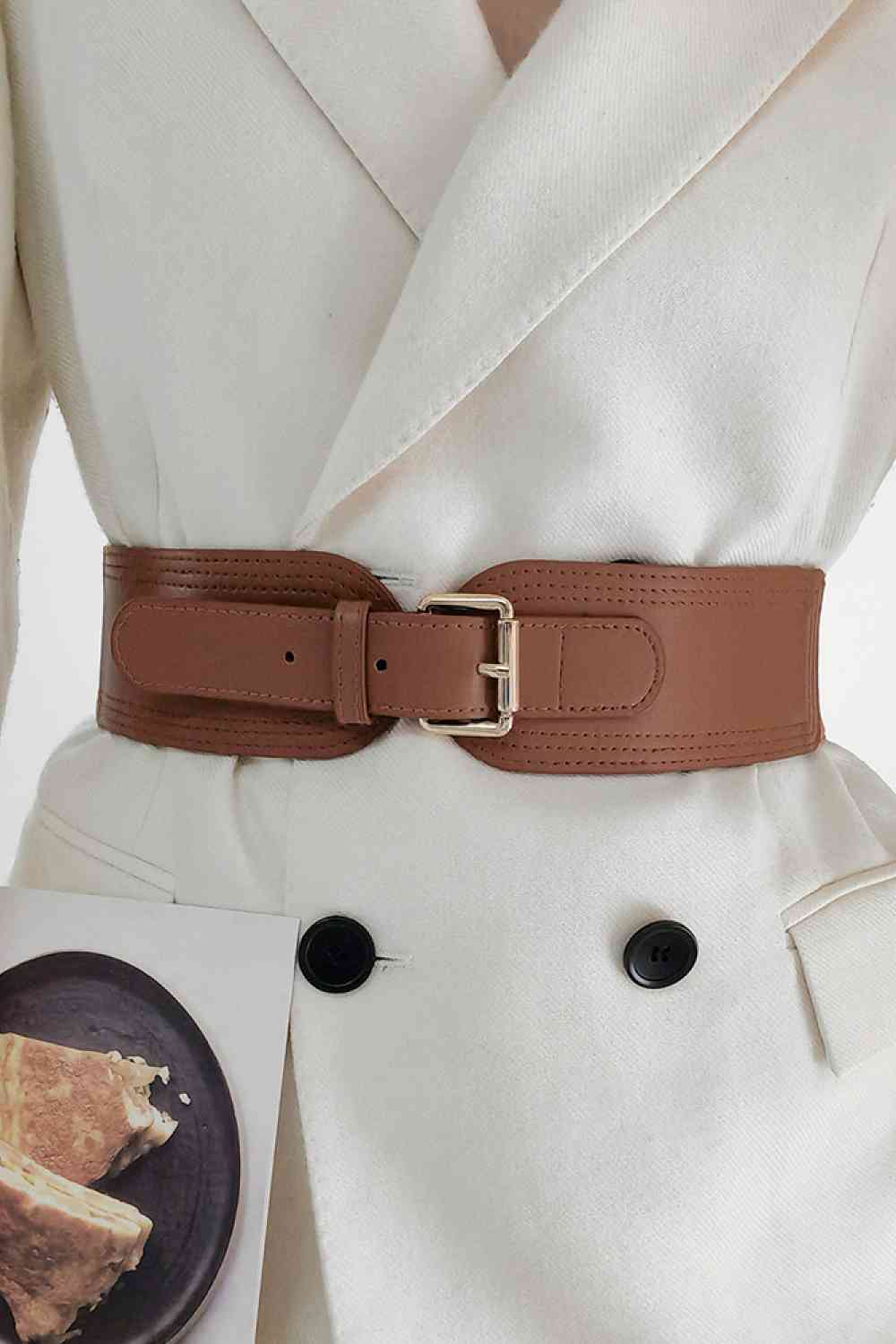 Ceinture large élastique en PU