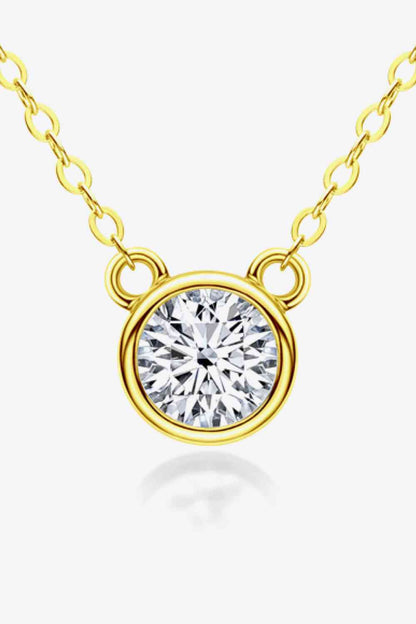 Collier pendentif rond en argent sterling 925, 1 carat de moissanite