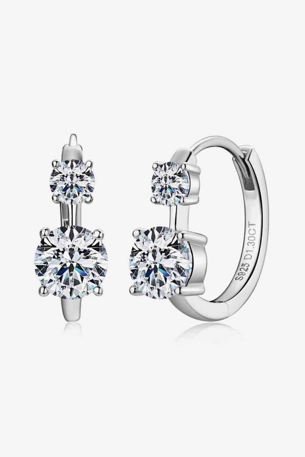 Boucles d'oreilles en argent sterling 925 moissanite 1,3 carat