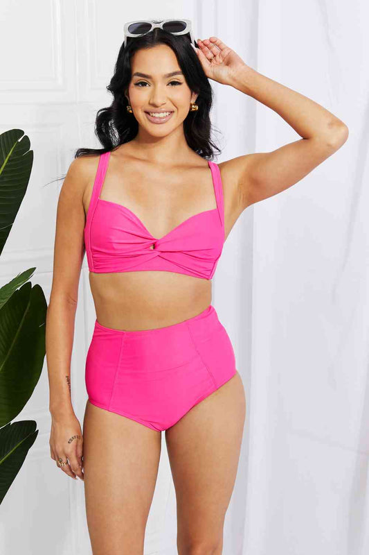 Marina West Swim - Take A Dip - Bikini torsadé taille haute en rose
