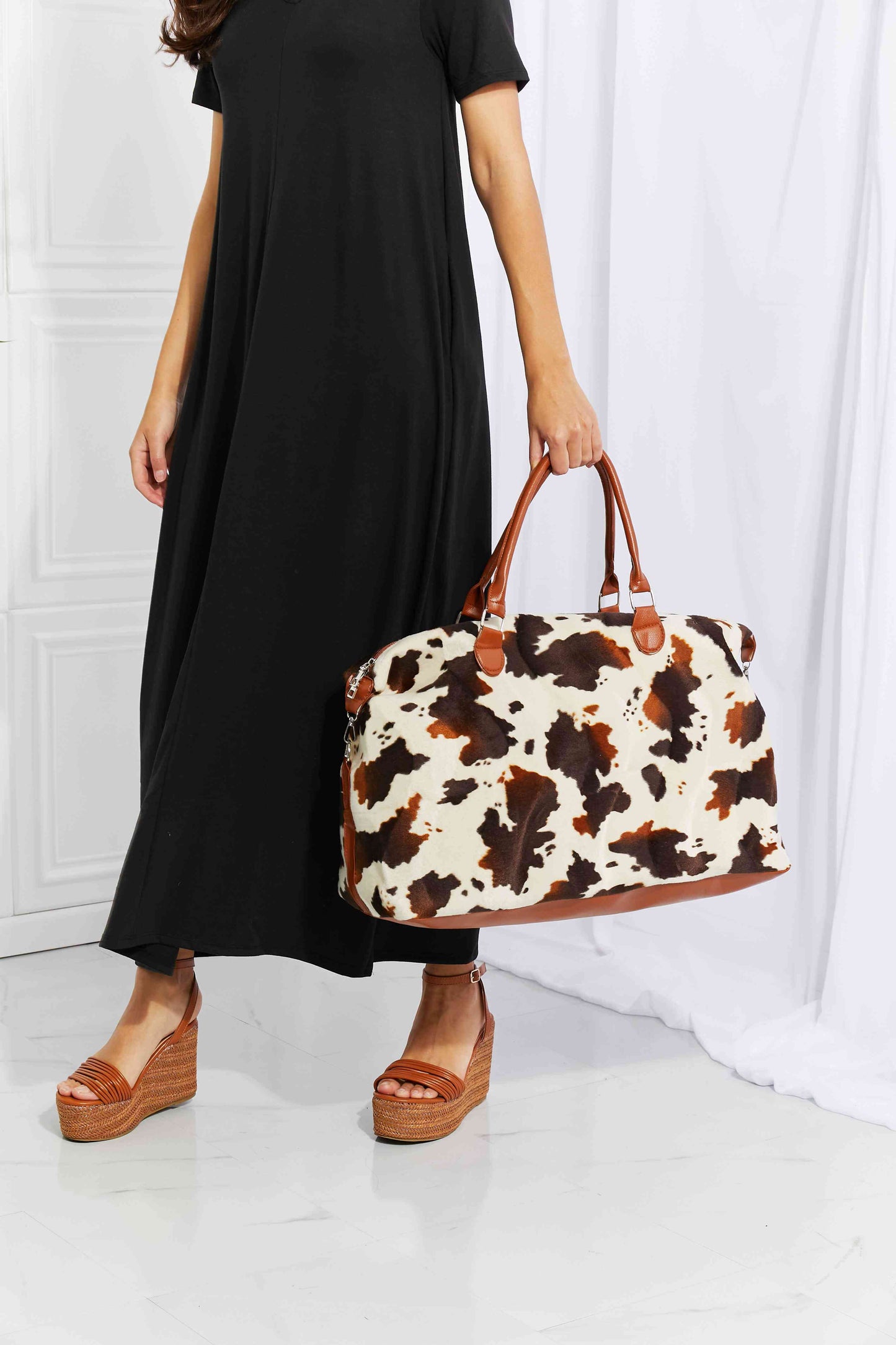 Bolso de fin de semana de felpa con estampado animal