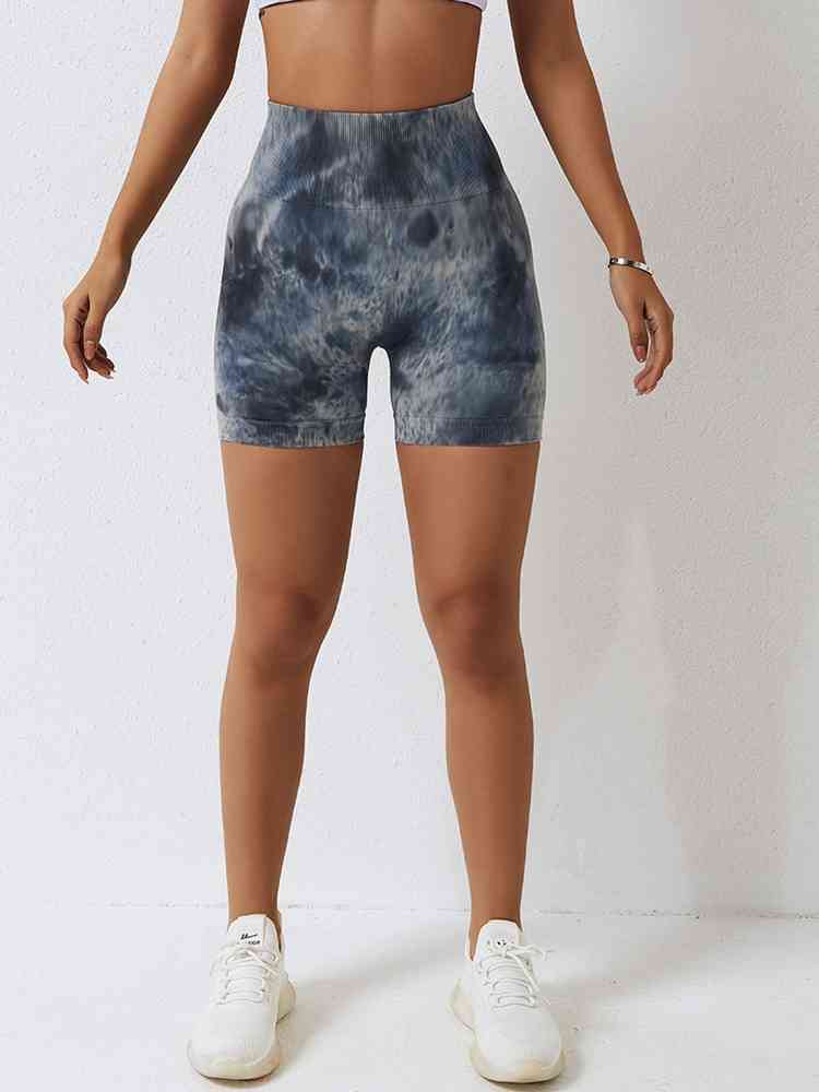 Short de sport coupe slim à large ceinture tie-dye