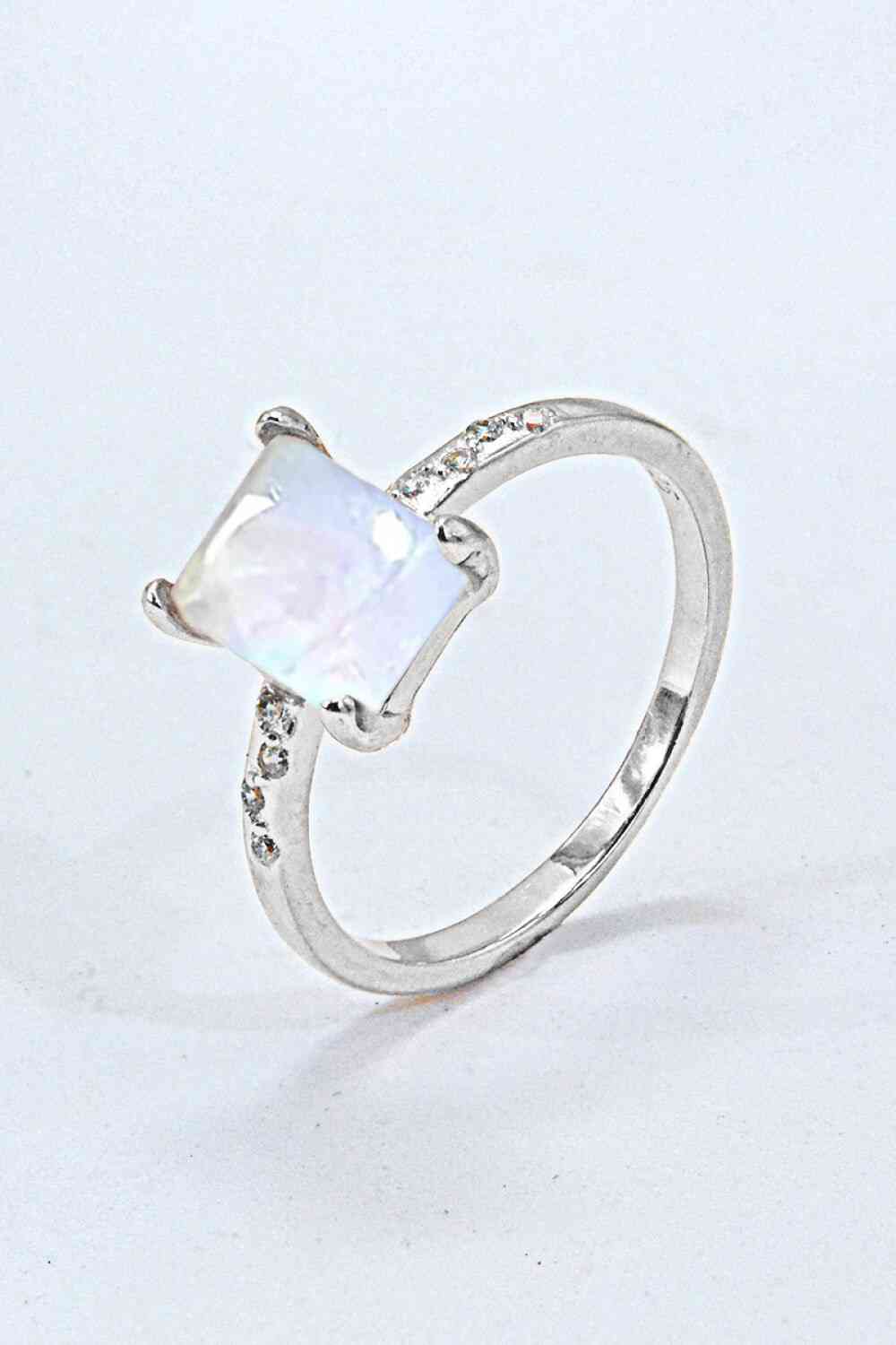 Anillo Piedra Luna Cuadrada