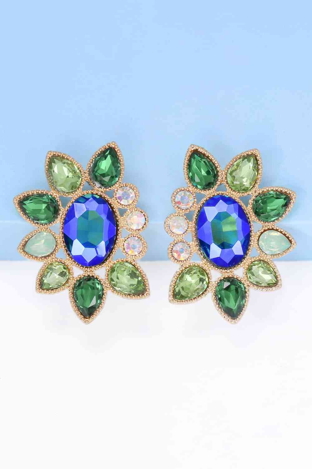 Boucles d'oreilles pendantes en pierre de verre de forme géométrique