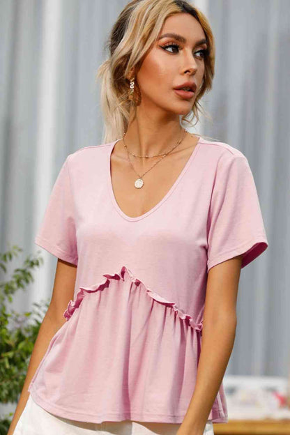 Frill Trim Short Sleeve Tee