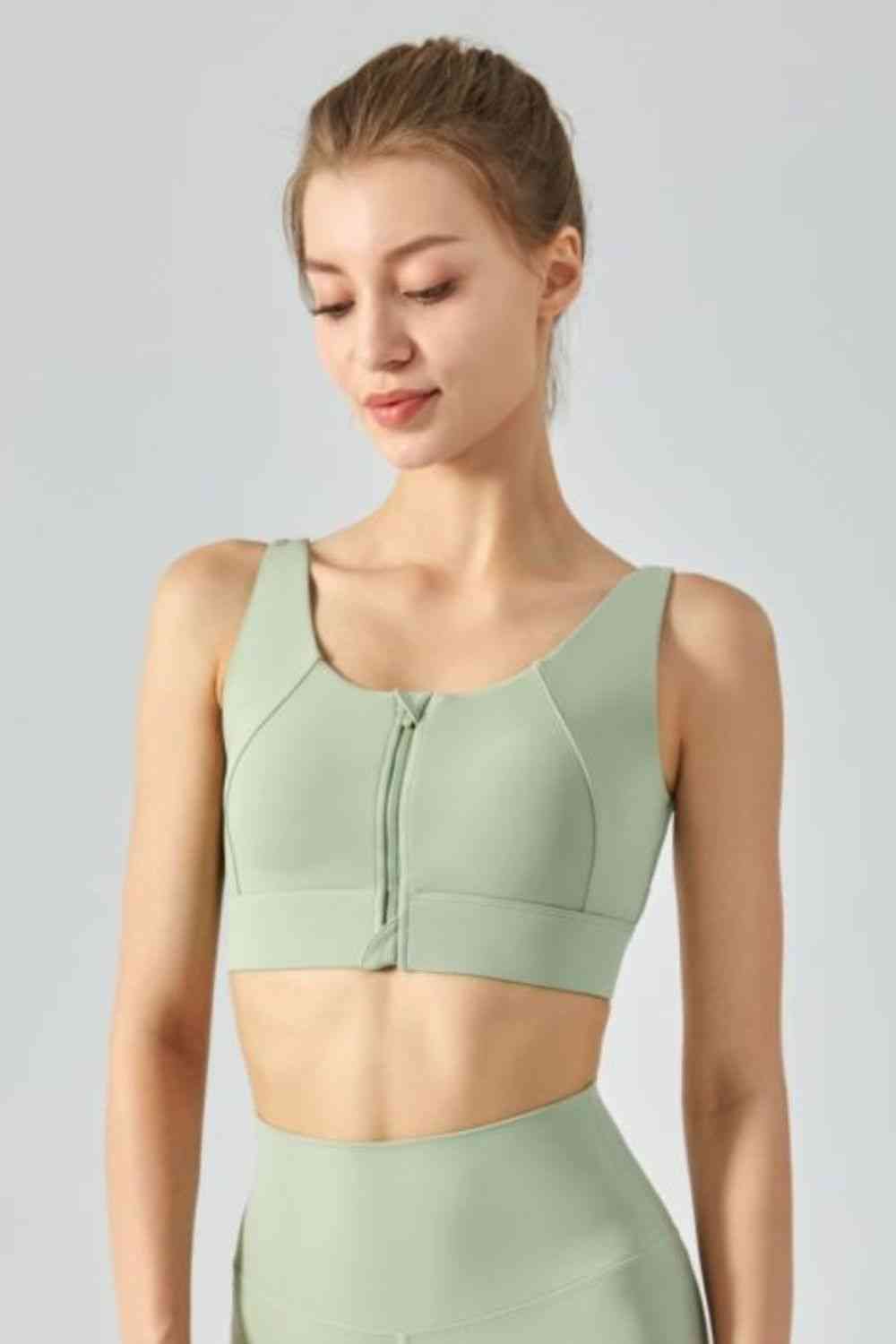 Soutien-gorge de sport respirant à fermeture éclair