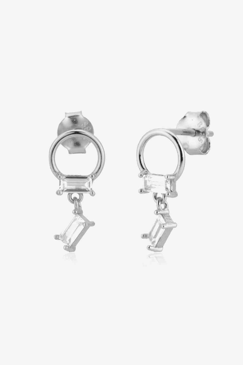 Boucles d'oreilles pendantes en argent sterling 925 avec zircone