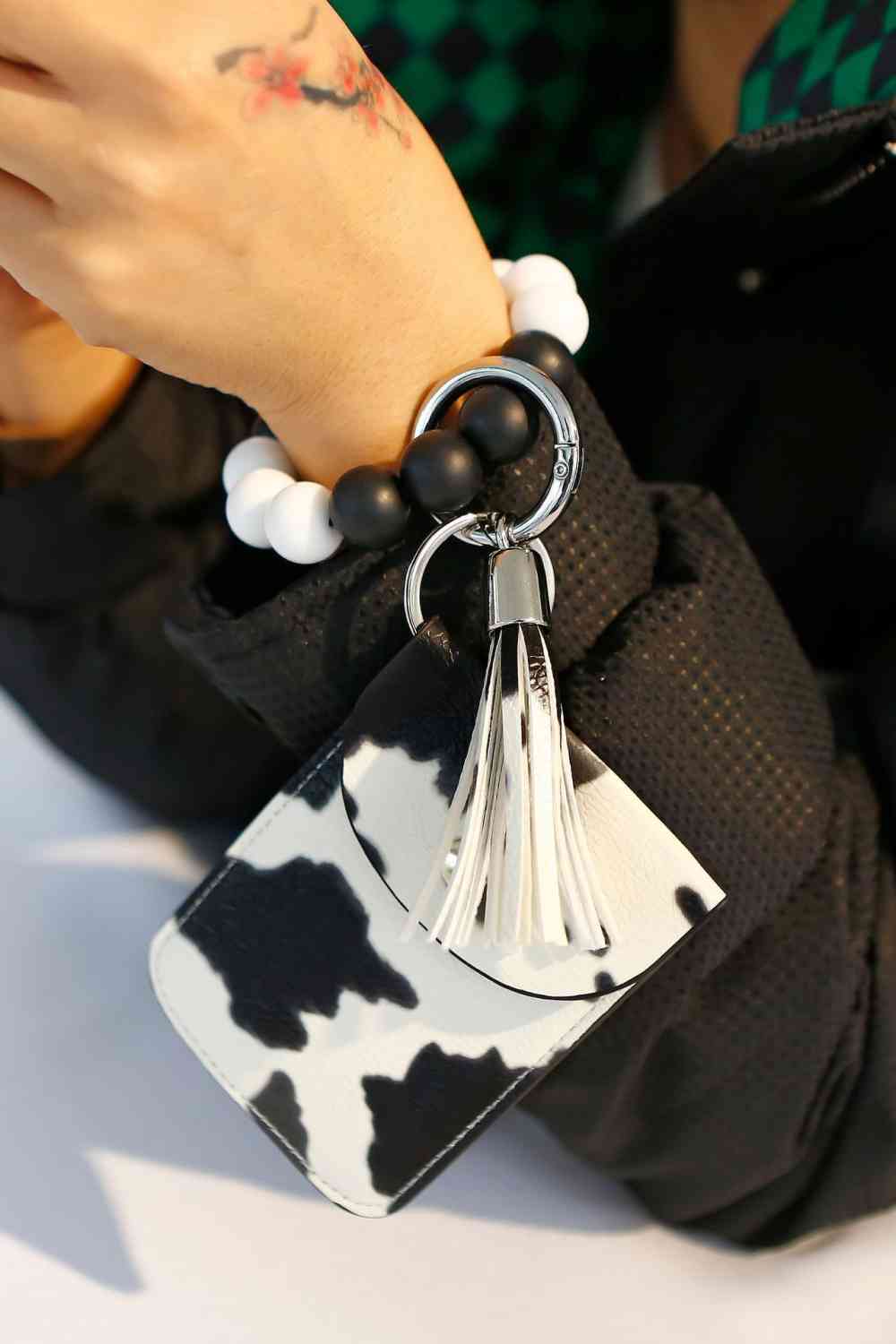 Bead Wristlet Key Chain with Wallet