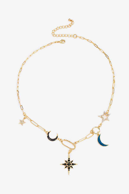 Collier en alliage de strass étoile et lune