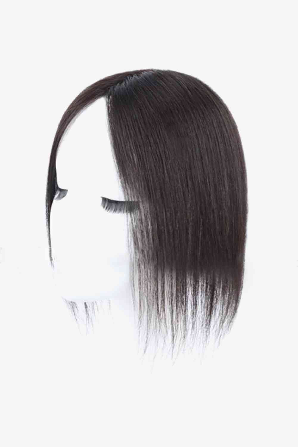 12" 9*14 Topper de cheveux humains vierges entièrement fabriqués à la main en noir densité 150%