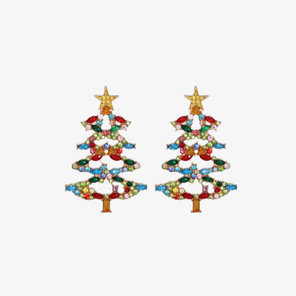 Boucles d'oreilles en alliage de strass pour arbre de Noël