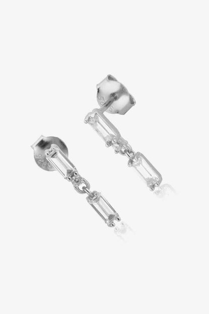 Boucles d'oreilles pendantes en argent sterling 925 avec zircone