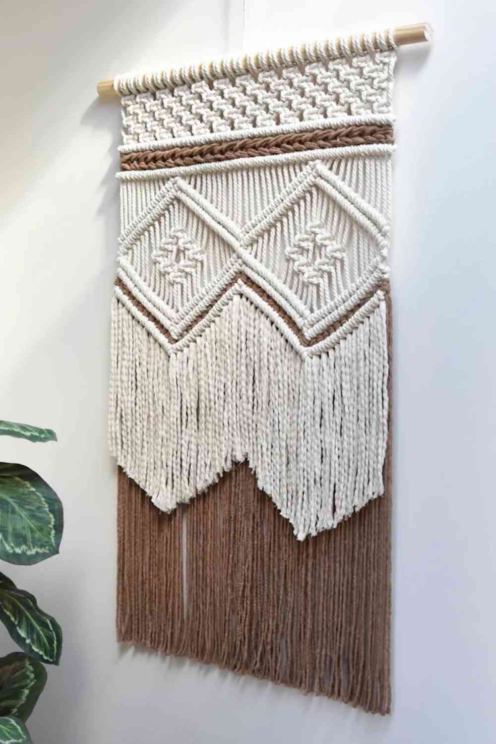 Colgante de pared de macramé hecho a mano en dos tonos